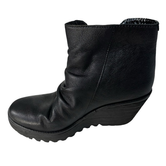 FLY London Leather Wedge Ankle Boots - Yoxi, Black, EU 36, US size 5.5 - Picture 5 of 11